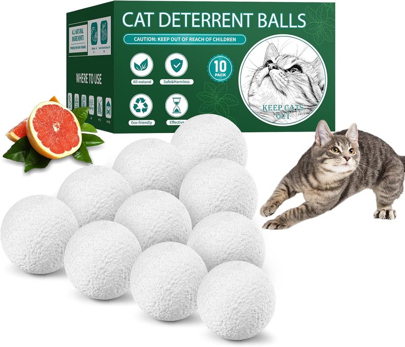 TELUNSU Cat Repellent Outdoor & Indoor, Cat Deterrent Outdoor Indoor, Natural Grapefruit Oil Keep Cats Out of Yard Permanently, Keep Cats Away from Garden, Furniture, and More, 10 PCS (Pack of 1) - Image 1